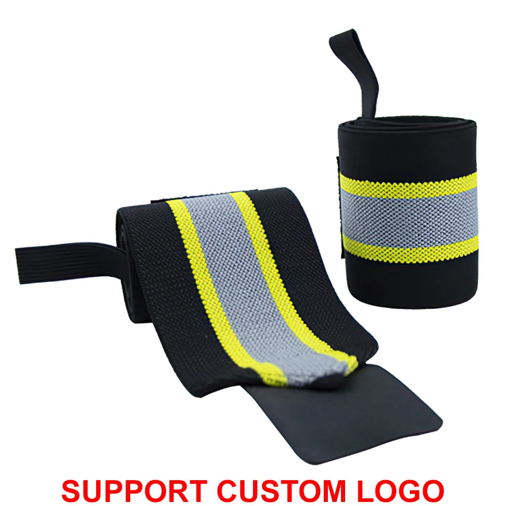 1 Pair Wristband Wrist Support Brace Straps Extra Strength Weight Lifting Wrist Wraps Bandage Fitness Gym Training Custom Logo